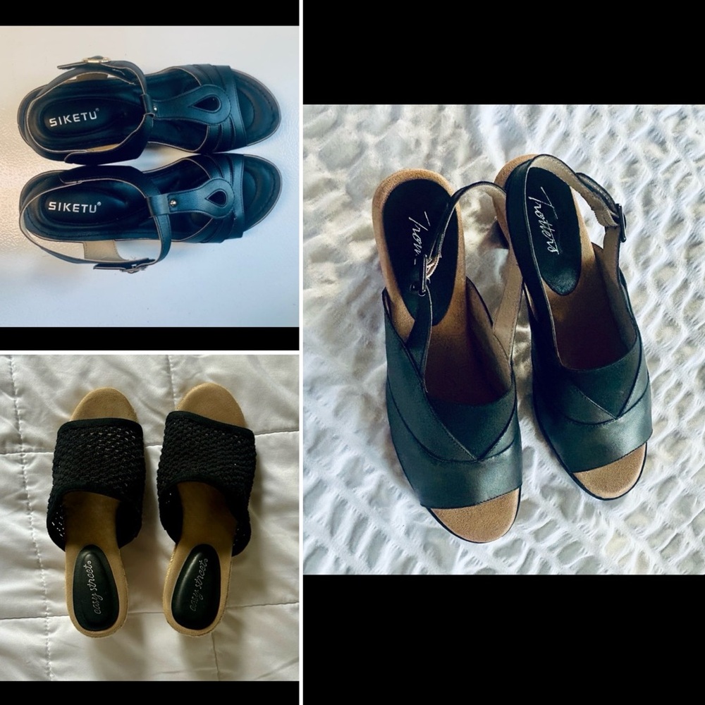 NEW- 3 Pairs Women’s Sandals 10 Wide